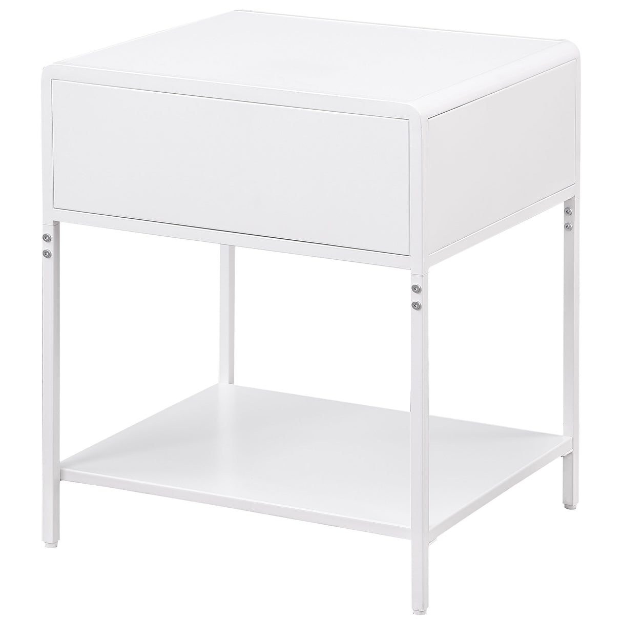 Amherst White Metal Cane 1-Drawer Bedside Table