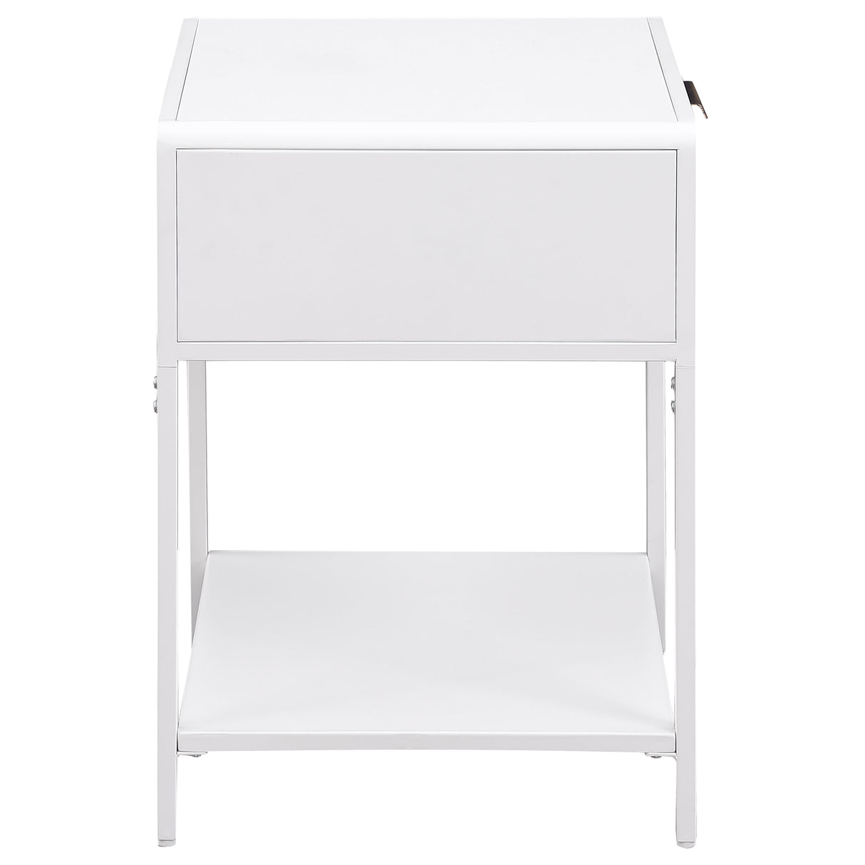 Amherst White Metal Cane 1-Drawer Bedside Table