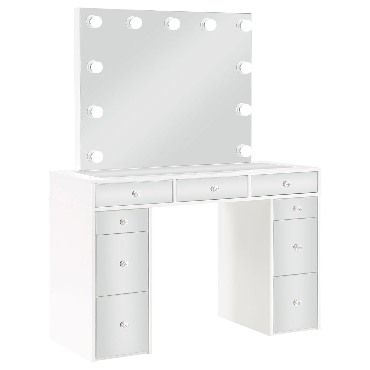 Regina Makeup Vanity Table Set with LED Mirror, White