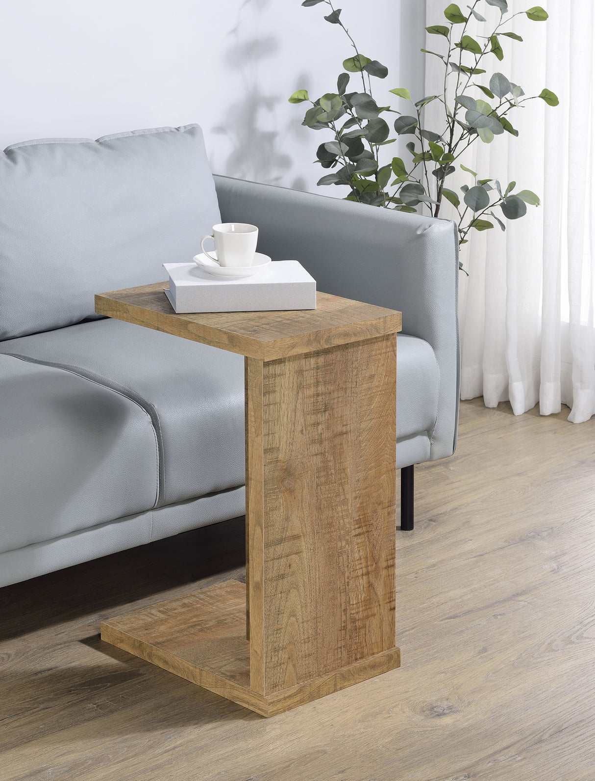 Clower C-Shaped Sofa Side Table in Mango Engineered Wood