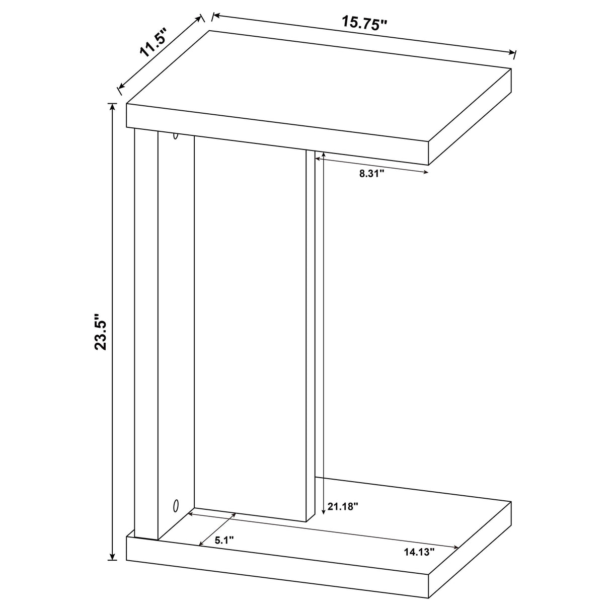 Clower C-Shaped Sofa Side Table in Mango Engineered Wood