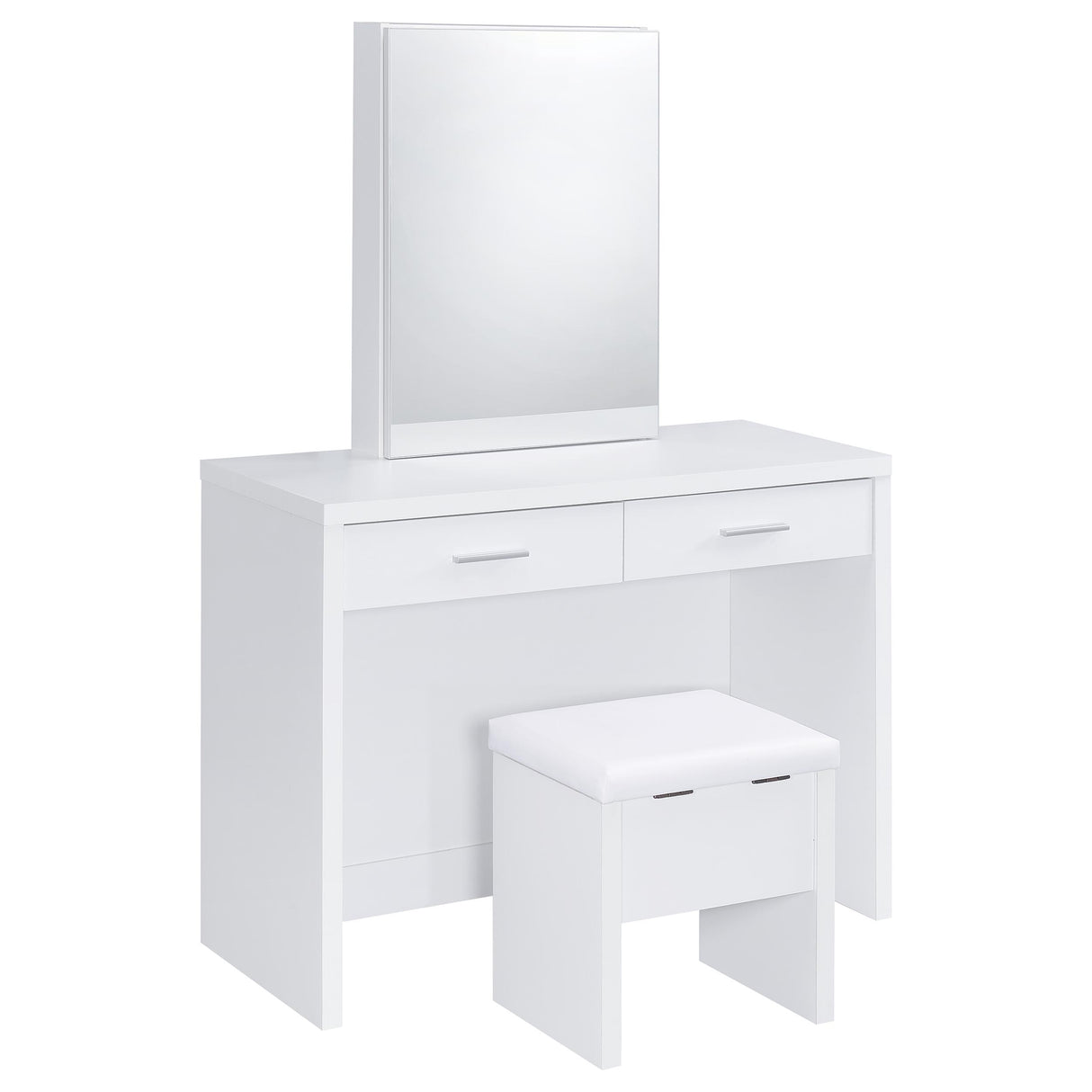 Bunbury White Makeup Vanity Table Set with Mirror and Stool