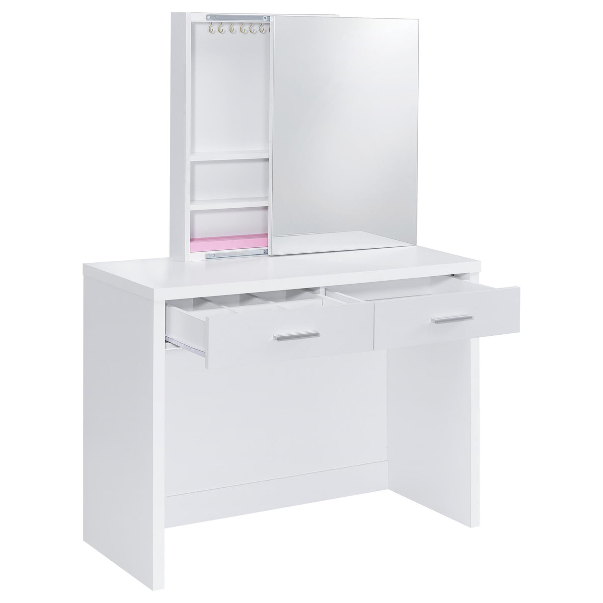 Bunbury White Makeup Vanity Table Set with Mirror and Stool