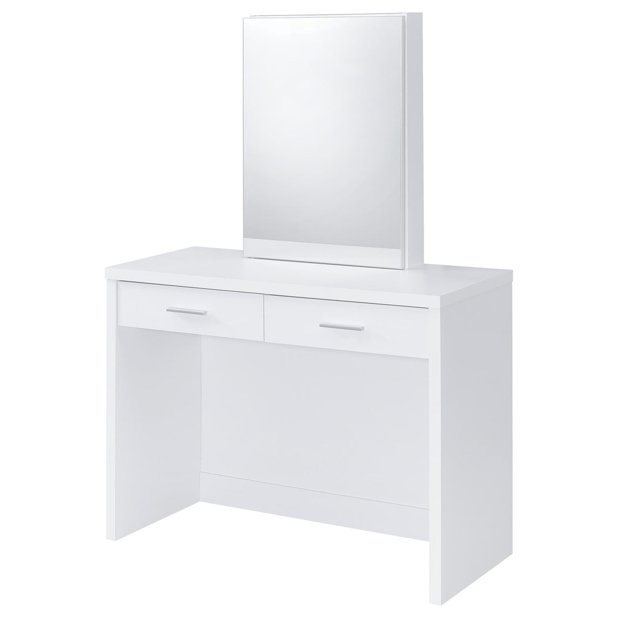 Bunbury White Makeup Vanity Table Set with Mirror and Stool