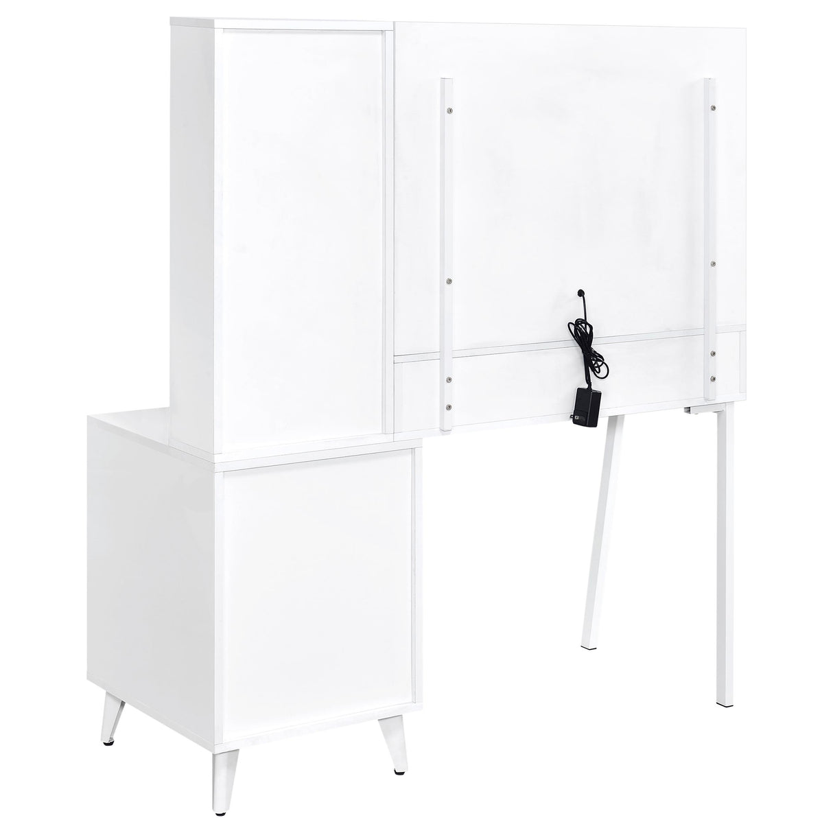 Souza 5-Drawer Makeup Vanity Table with LED Mirror, White High Gloss