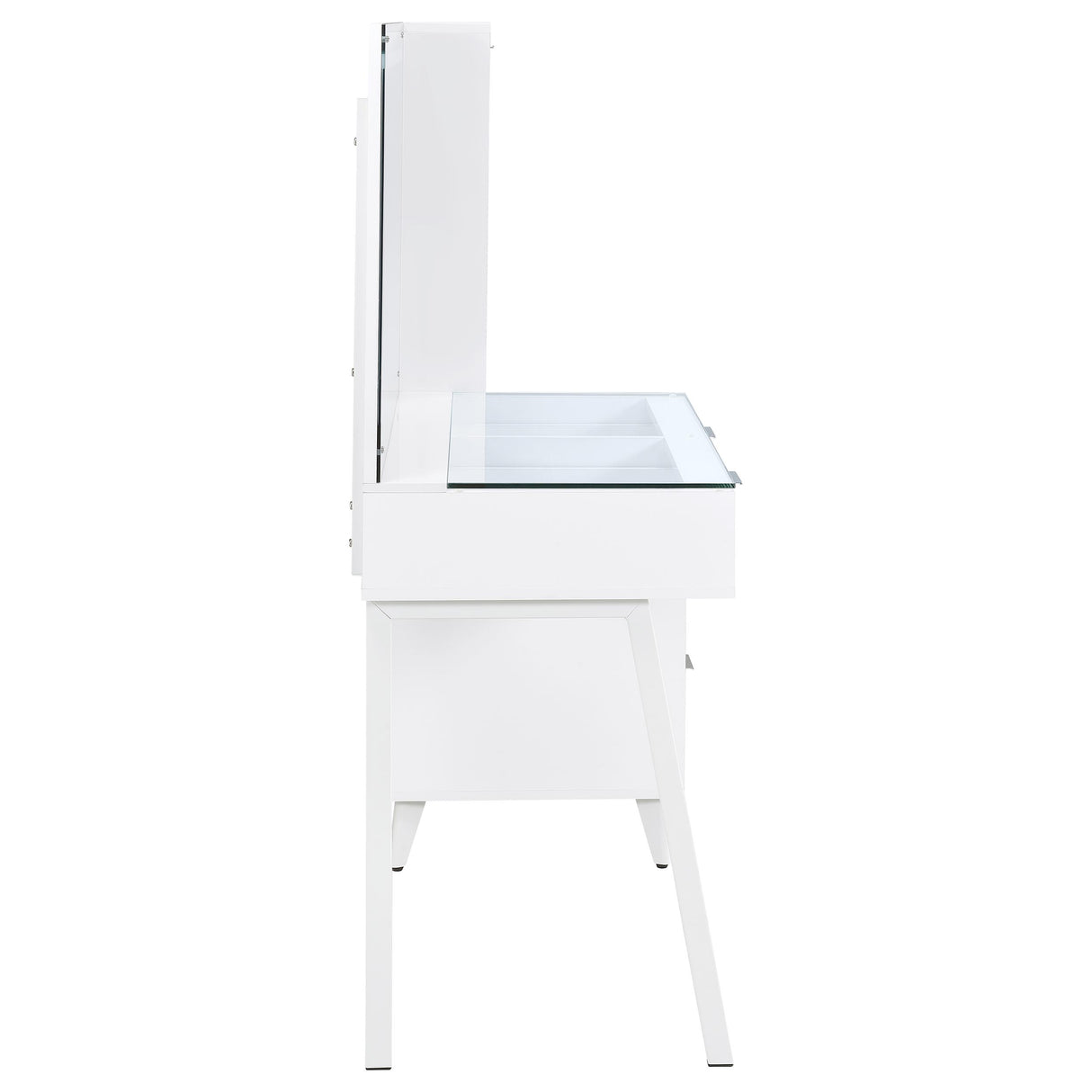 Souza 5-Drawer Makeup Vanity Table with LED Mirror, White High Gloss