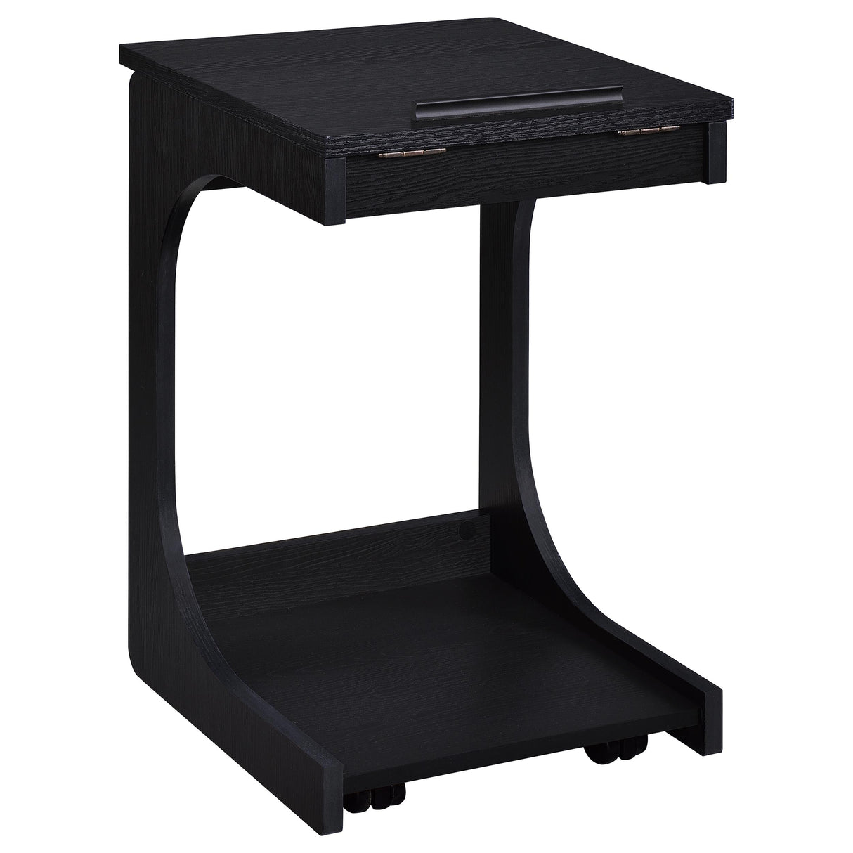 Ralston C-Shaped Lift-Top Side Table with Casters, Black