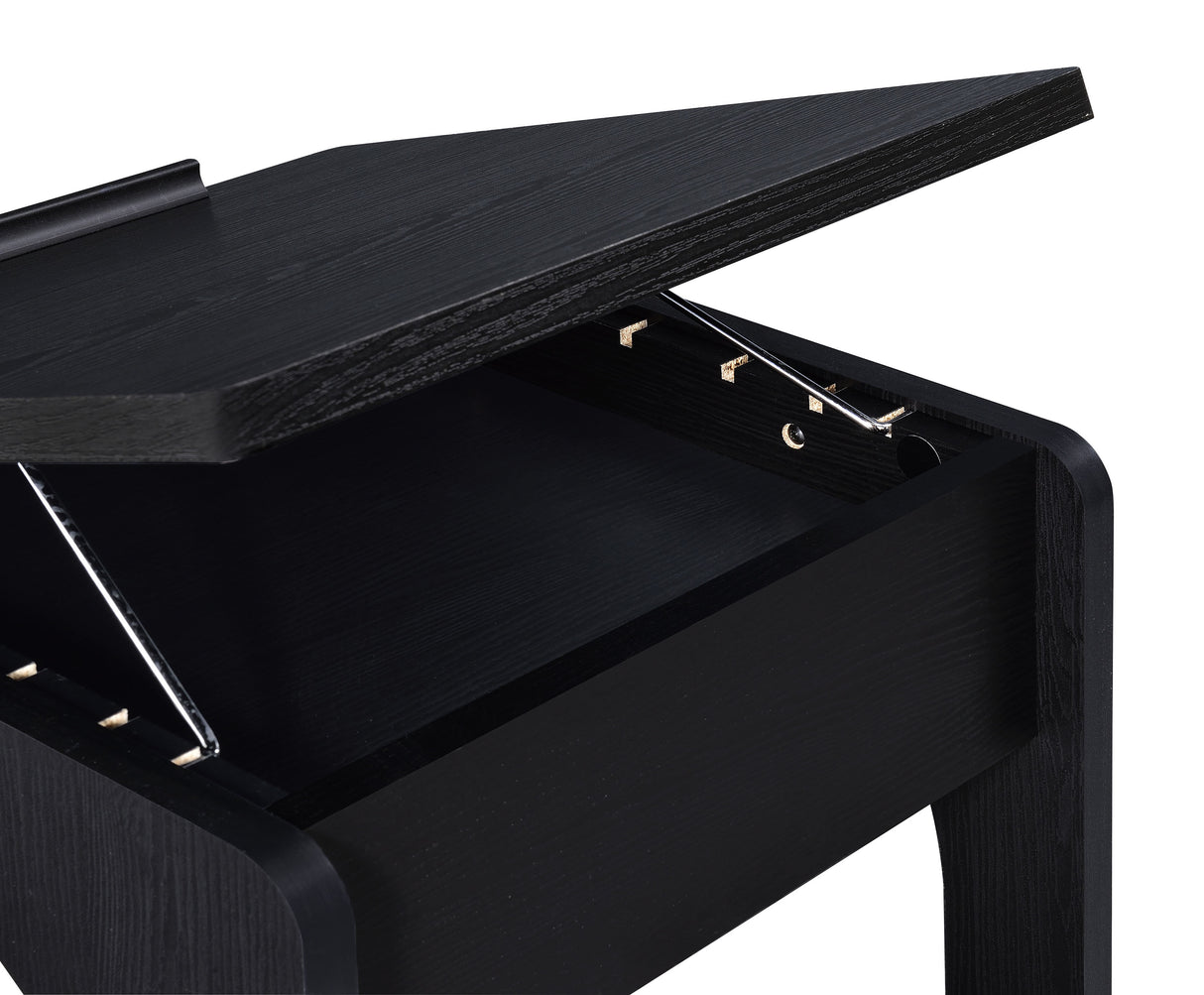Ralston C-Shaped Lift-Top Side Table with Casters, Black