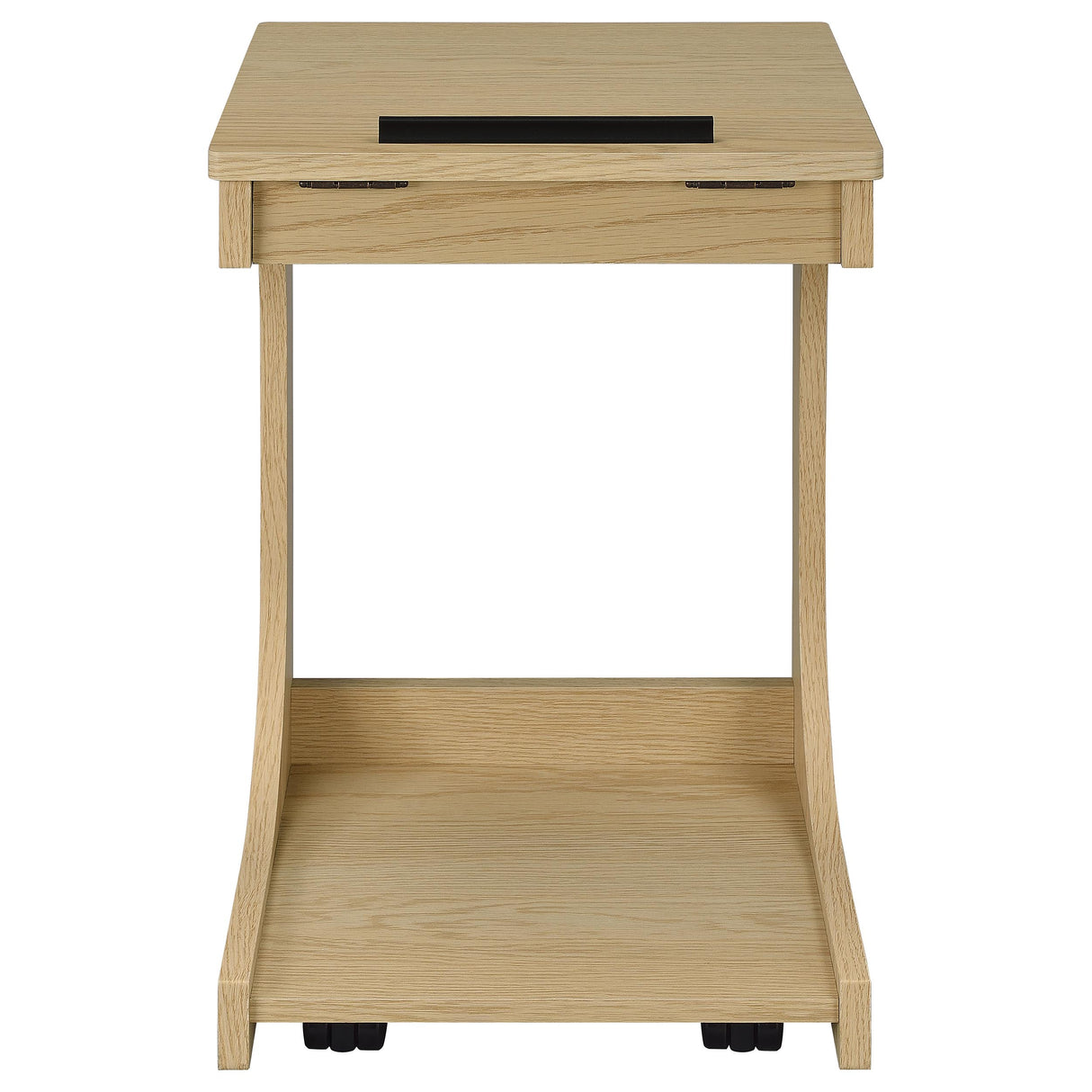 Ralston C-Shaped Lift-Top Sofa Side Table with Casters, Light Oak