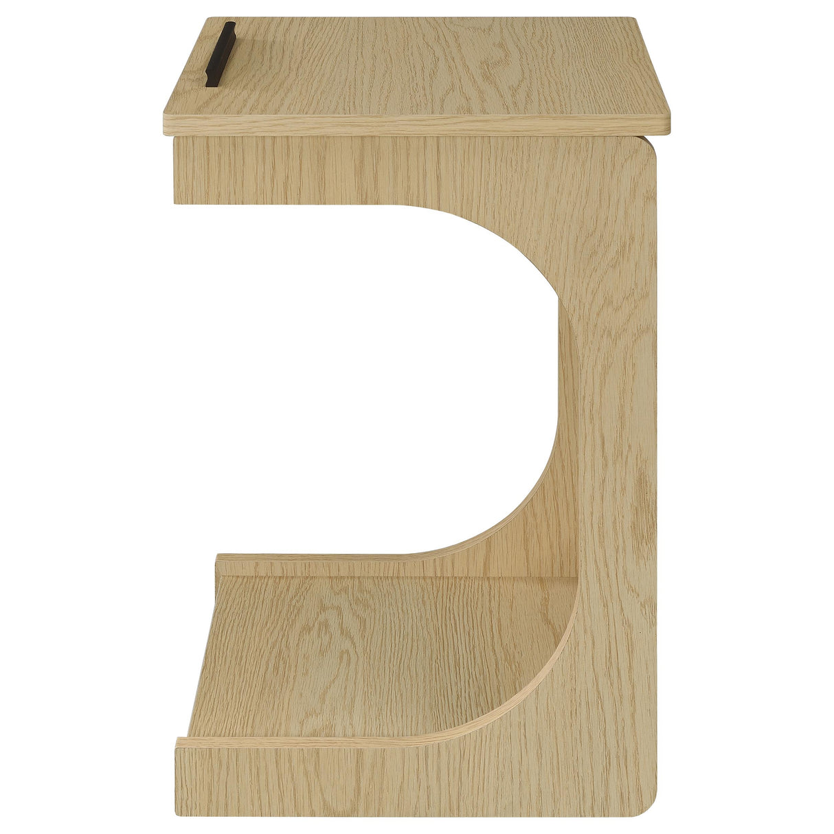 Ralston C-Shaped Lift-Top Sofa Side Table with Casters, Light Oak