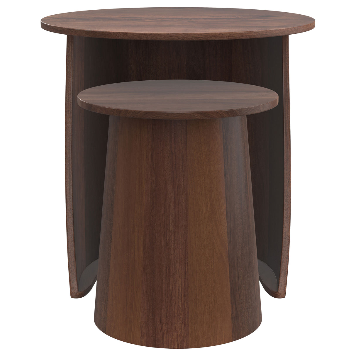 Yency 2-Piece Round Mango Wood Nesting Table Set, Dark Brown