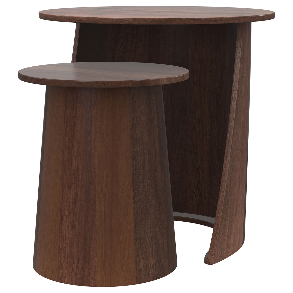Yency 2-Piece Round Mango Wood Nesting Table Set, Dark Brown