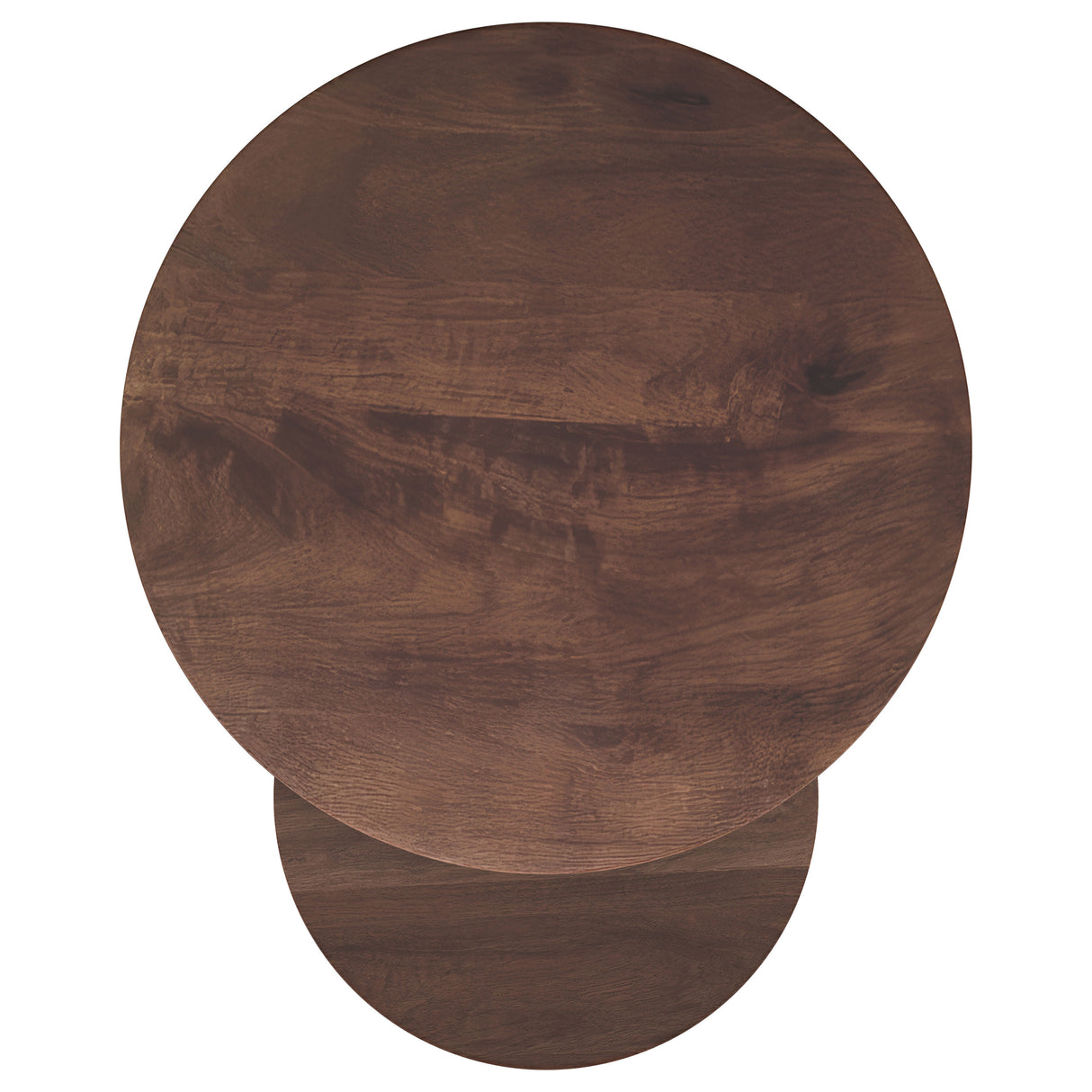 Yency 2-Piece Round Mango Wood Nesting Table Set, Dark Brown