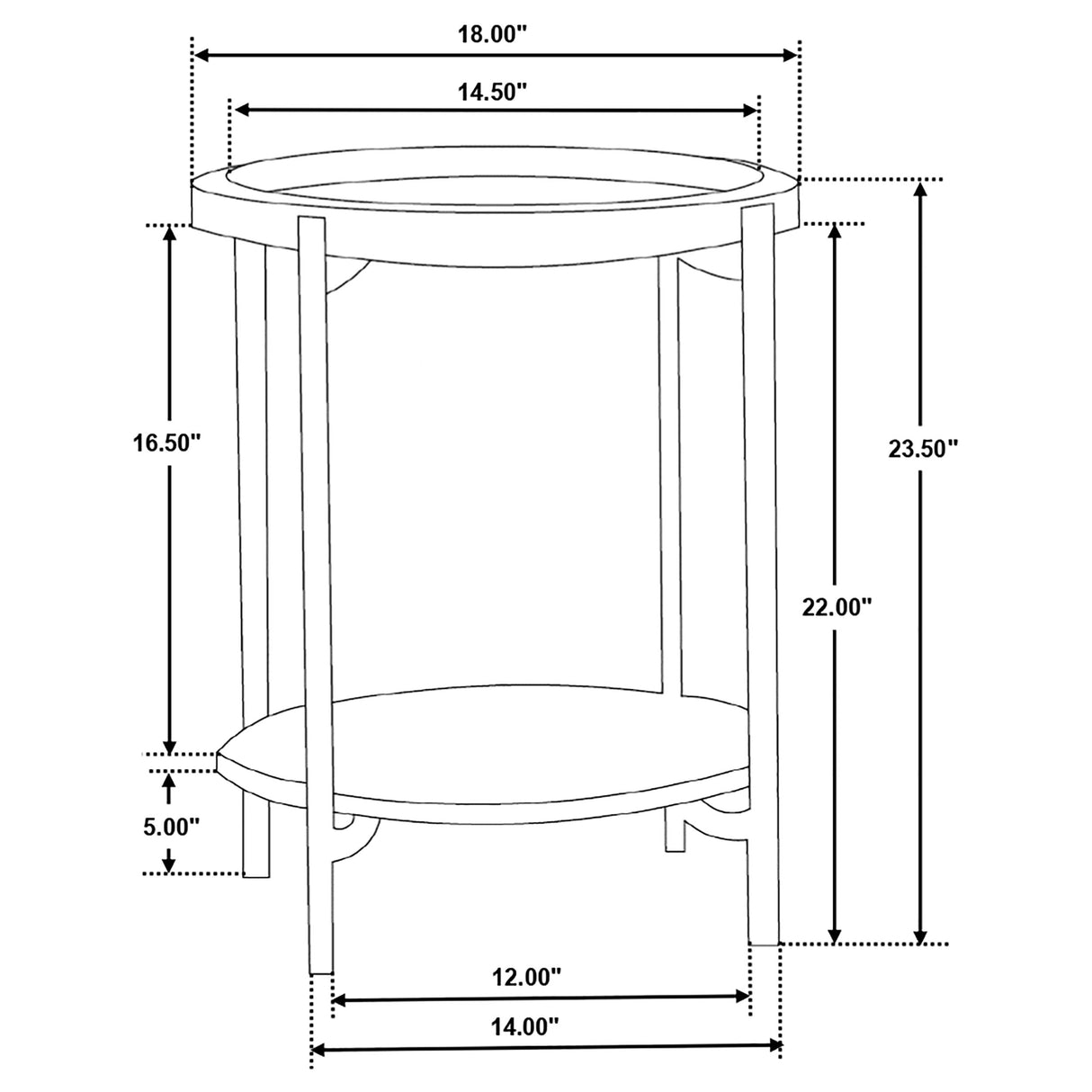 Adhvik Round End Table with Marble Shelf, Natural and Black