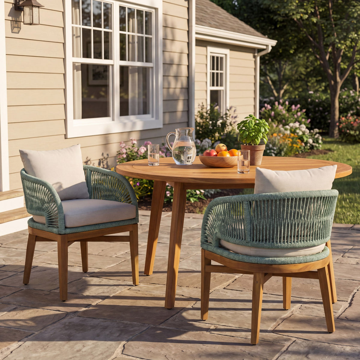 Outdoor Dining Chairs With Cushion (Set of 2)
