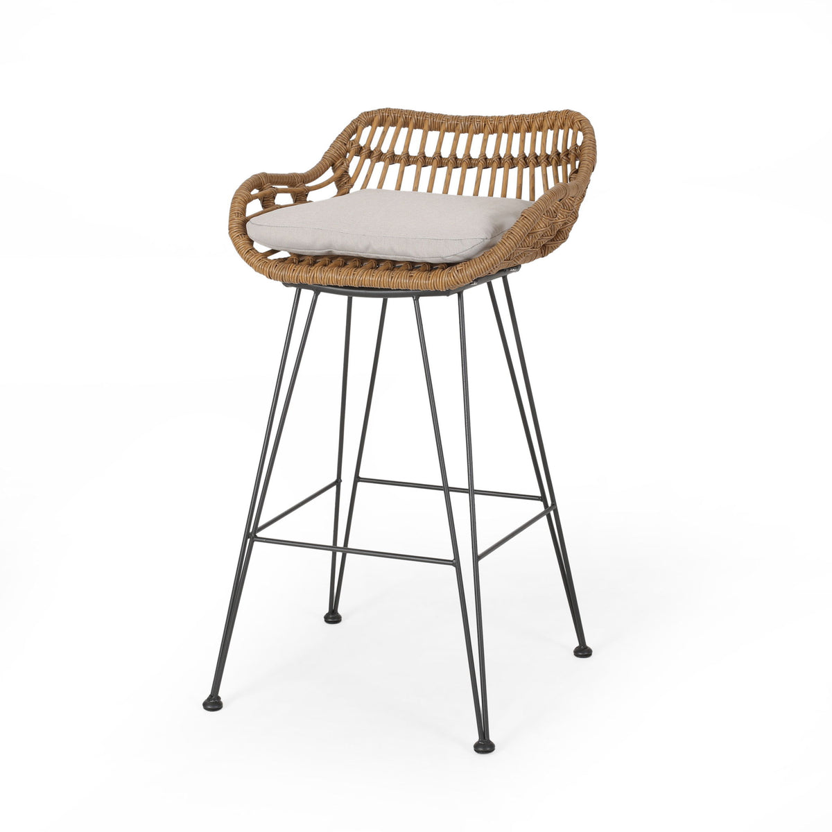 Outdoor Rattan Bar Chair With Metal Legs