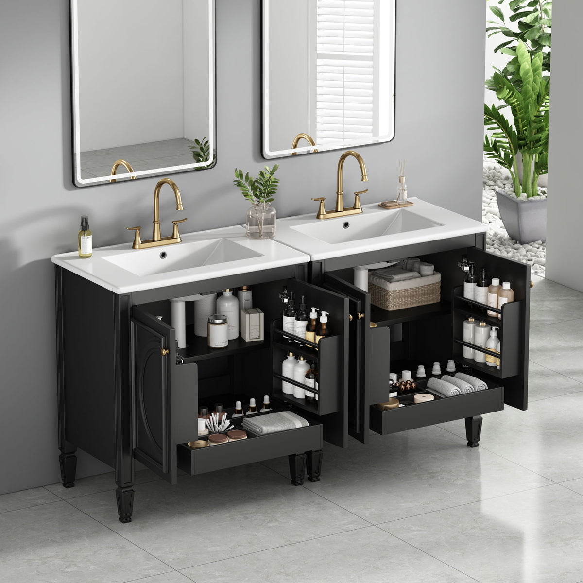 Bathroom Vanity With Sink With 2 Doors And Adjustable Shelf