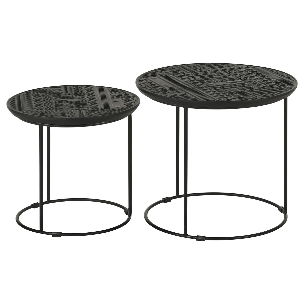 Loannis 2-Piece Round Mango Wood Nesting Tables, Matte Black
