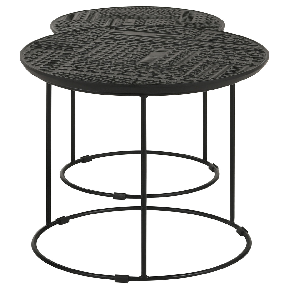 Loannis 2-Piece Round Mango Wood Nesting Tables, Matte Black