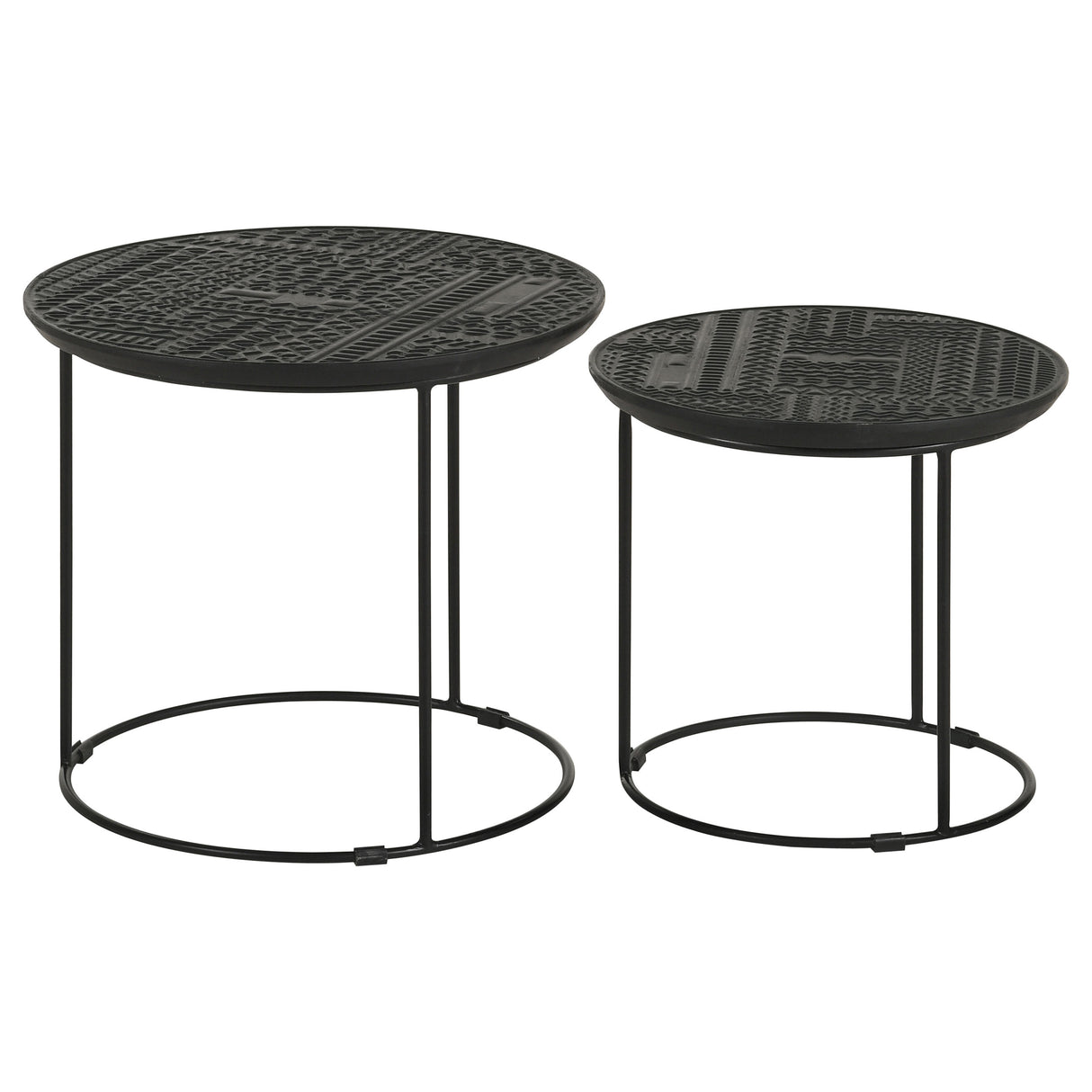 Loannis 2-Piece Round Mango Wood Nesting Tables, Matte Black