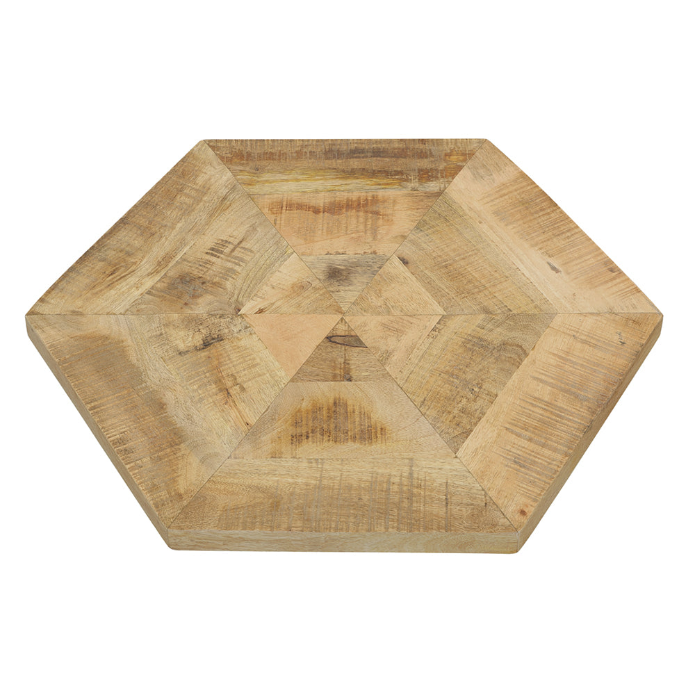 Adger Hexagonal Nesting Tables in Natural Mango Wood and Black, Set of 2