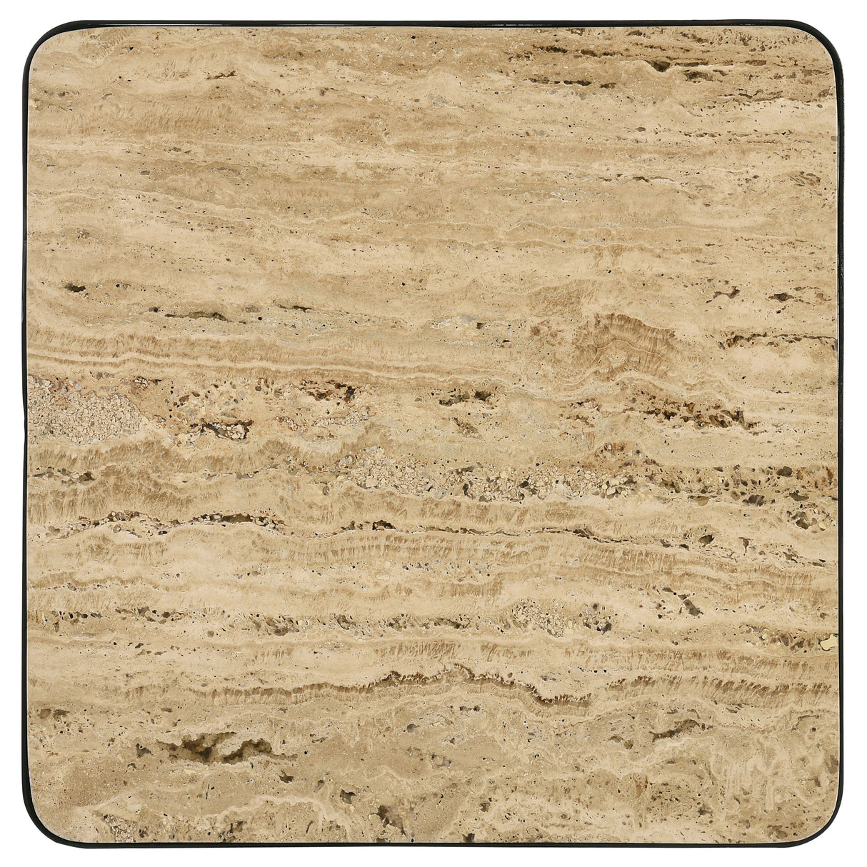 Elyna Square Travertine Top Accent Side Table, Beige