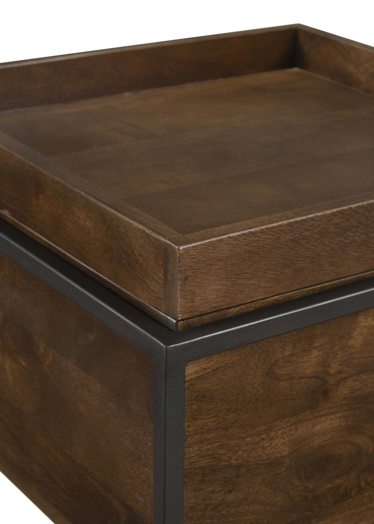 Ondrej Square Accent Side Table with Removable Tray, Dark Brown