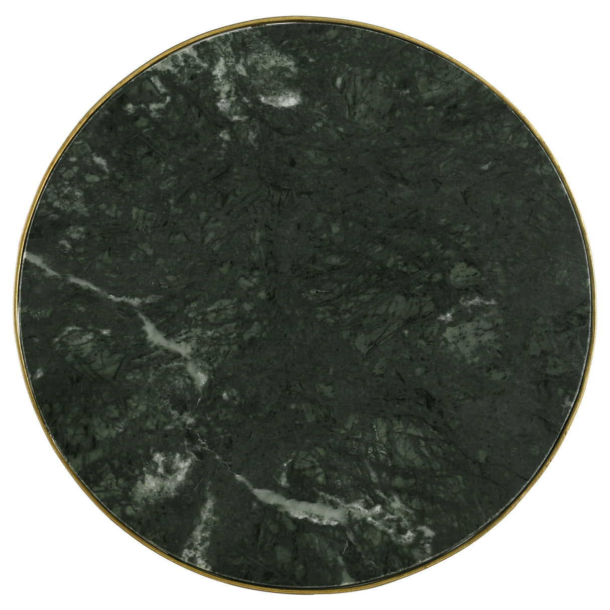 Eliska Round Green Marble Accent Side Table, Antique Gold