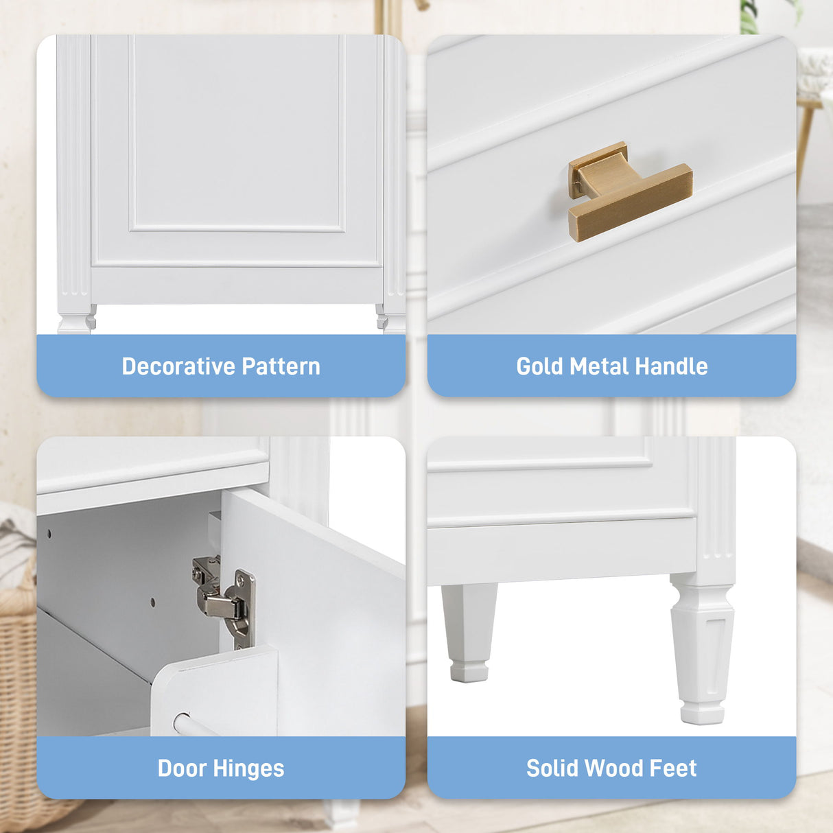Bathroom Vanity With Sink, Adjustable Shelf, Tilt-Out Drawer