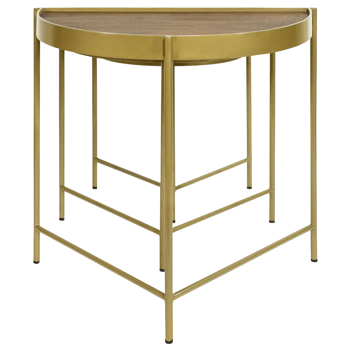 Tristen 3-Piece Demilune Nesting Tables, Brown and Gold