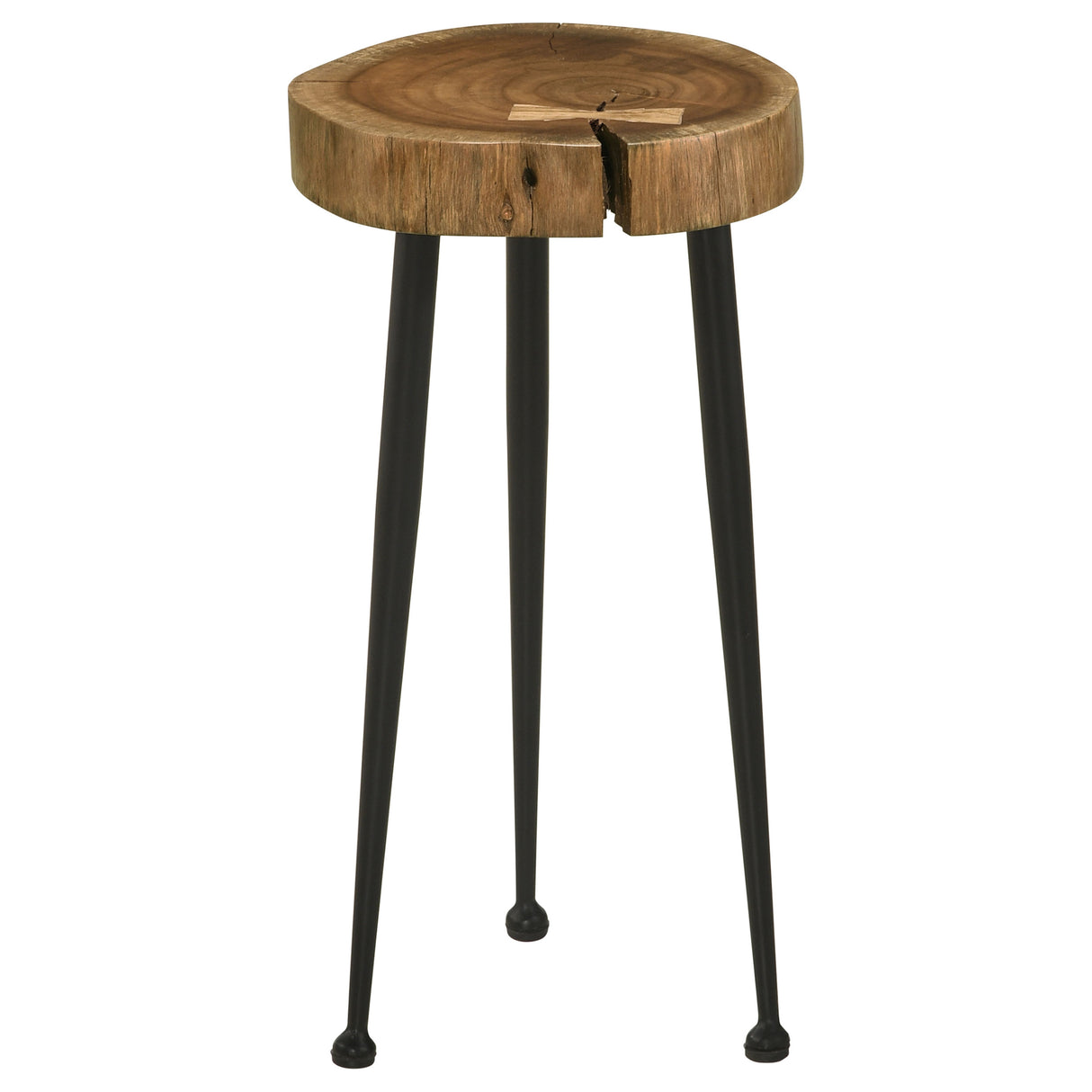 Keith Round Acacia Wood Trunk Side Table, Natural and Black
