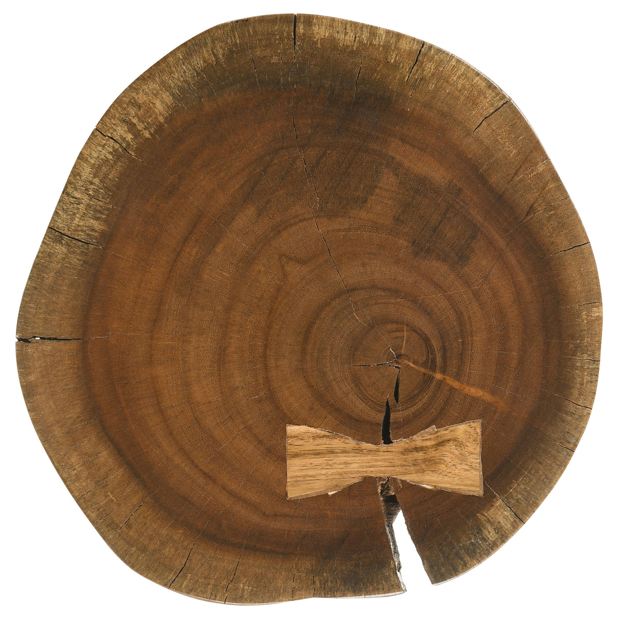 Keith Round Acacia Wood Trunk Side Table, Natural and Black