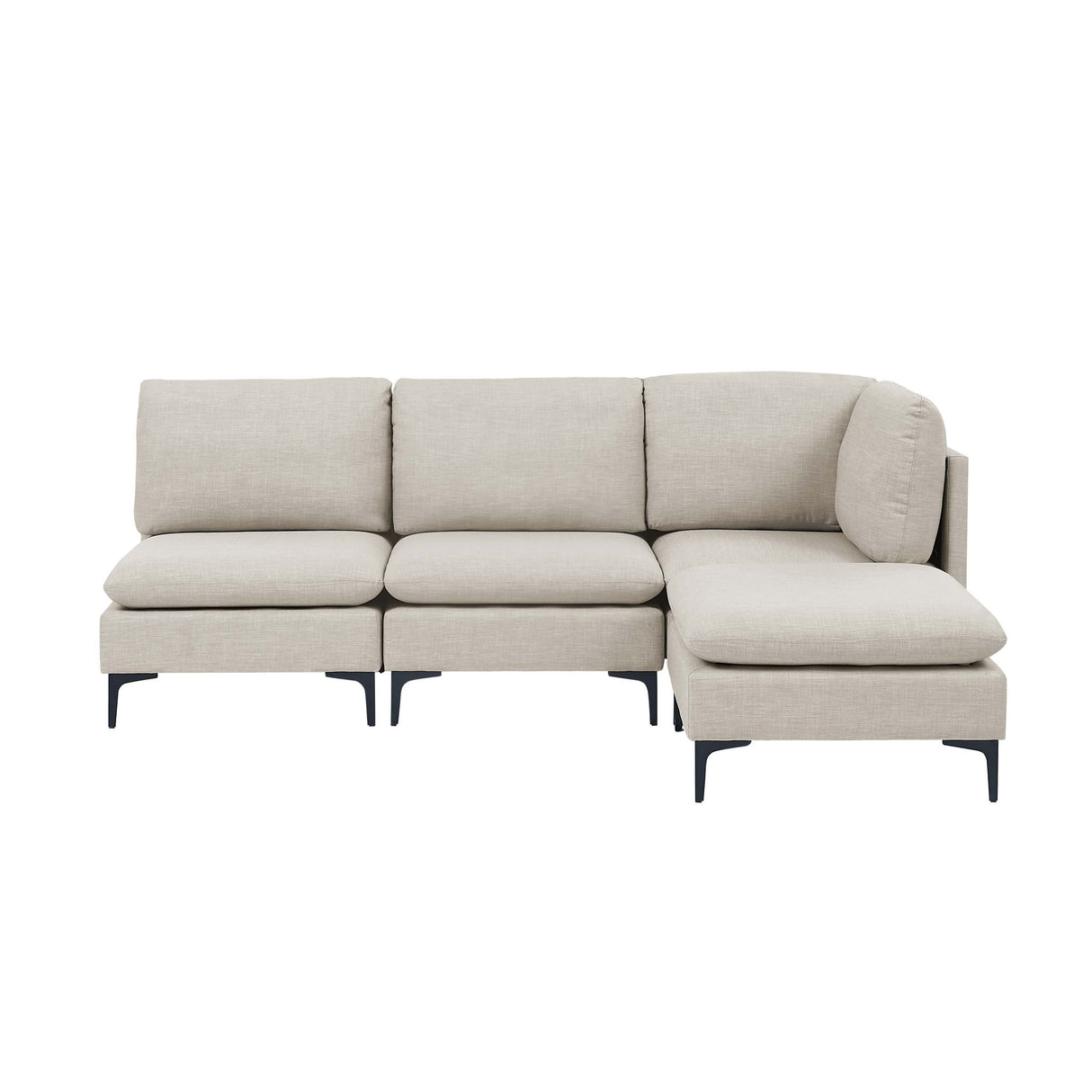 Upholstered Modular Sectional With Tall Legs, Medium Firm Seat
