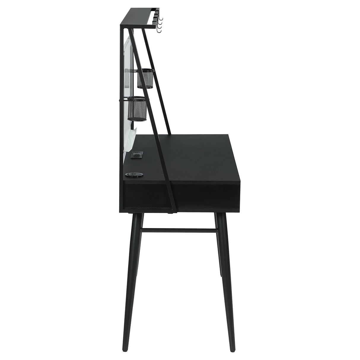 Darby - Writing Desk With USB Ports - Black