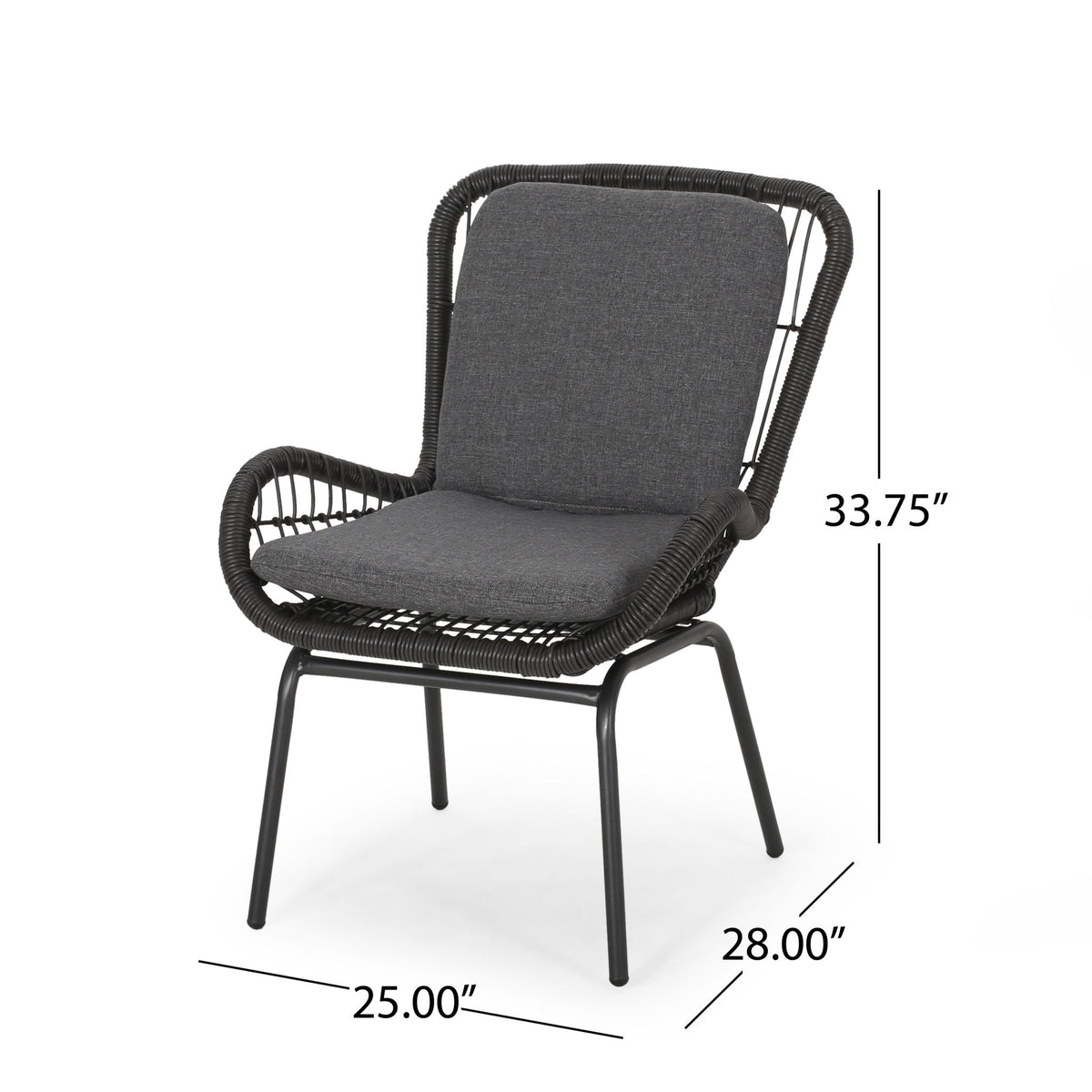 Outdoor Wicker Club Chair With Cushions (Set of 2)