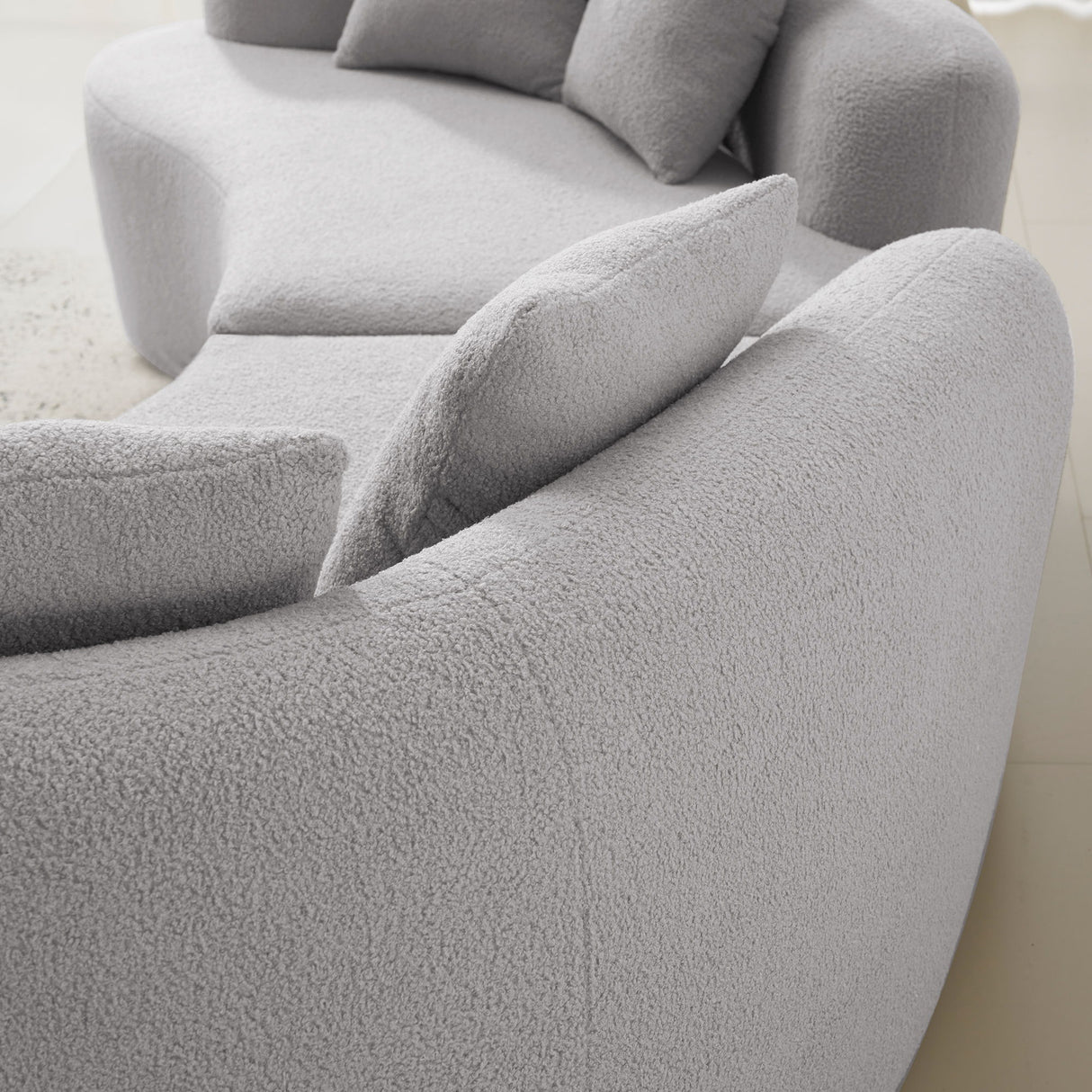 Curved 4 Seater Sofa For Small Spaces - Gray
