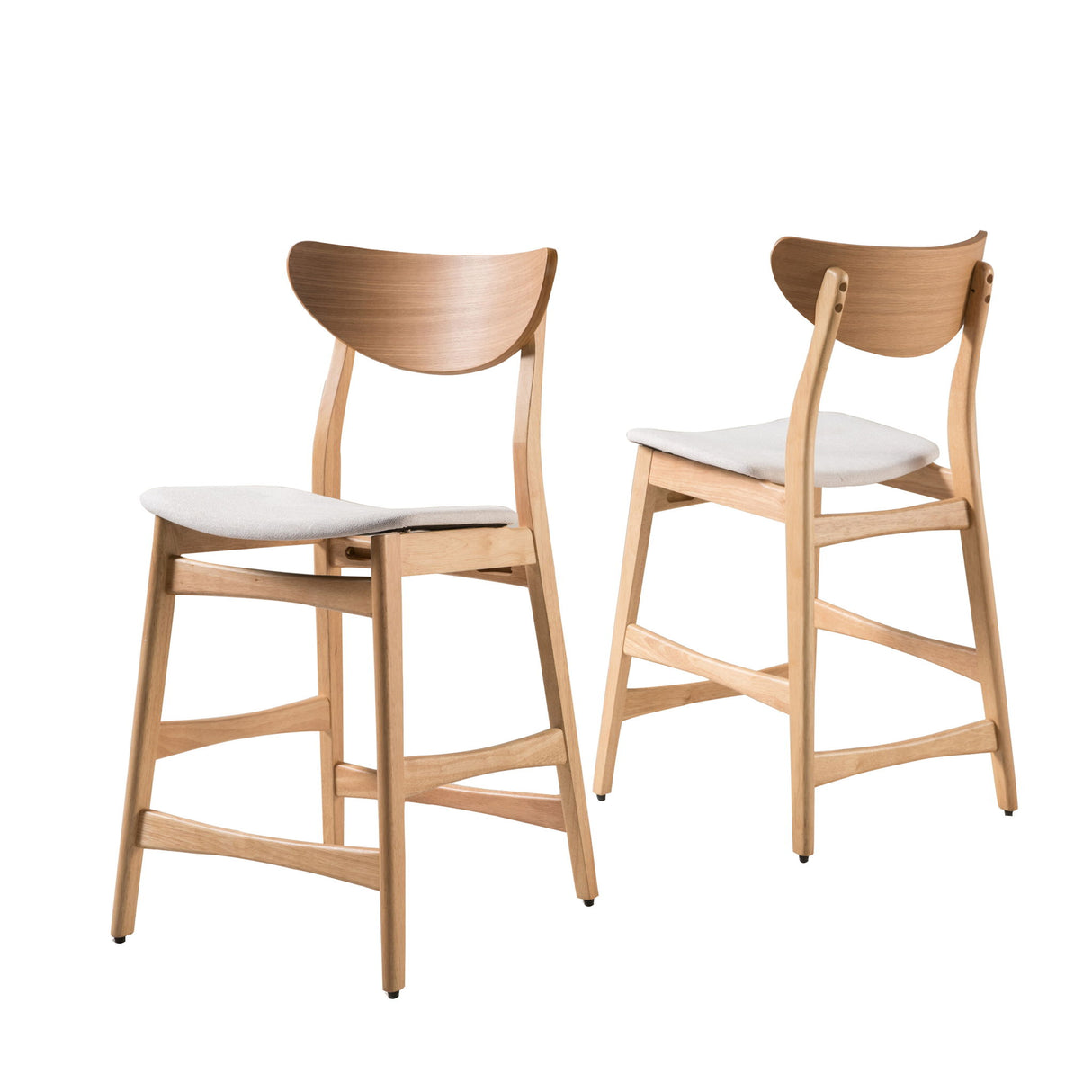Retro Modern Counter Height Chair Set With Cushioned Seats