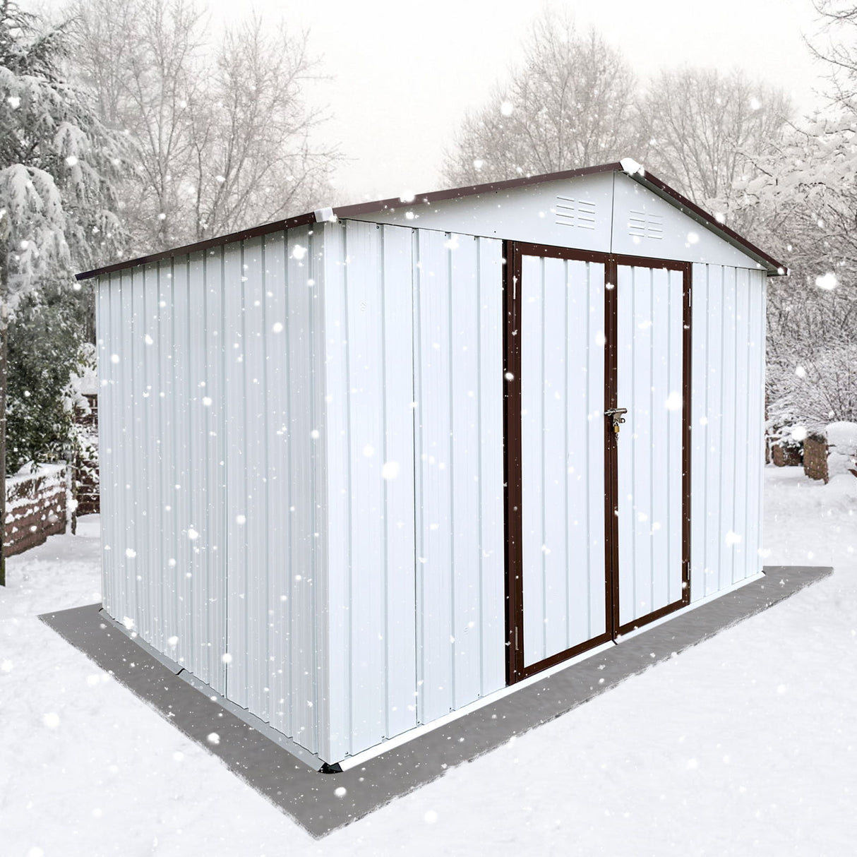 Storage Shed Garden Building Waterproof Metal Outdoor Utility 10x8ft