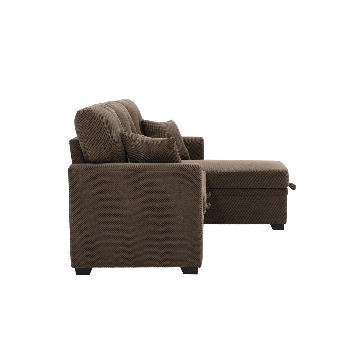 Sleeper Sectional Sofa With Pull Out Bed, Reversible Chaise, Hidden Storage