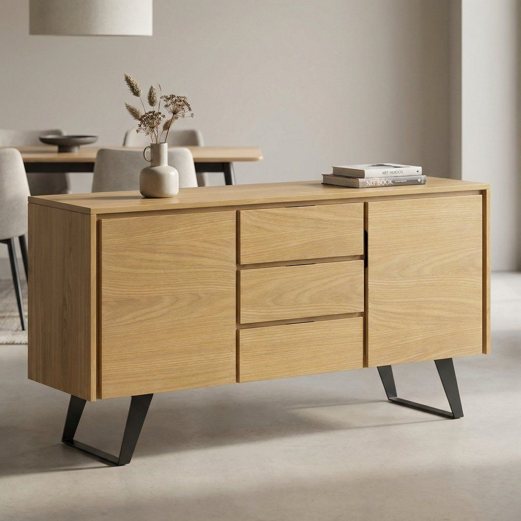 Sideboard Buffet Dining Cabinet Industrial Wood Storage 60x30in