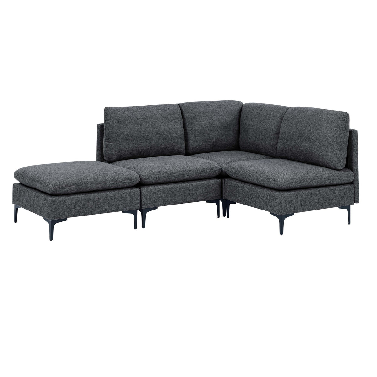 Upholstered Modular Sectional With Tall Legs, Medium Firm Seat