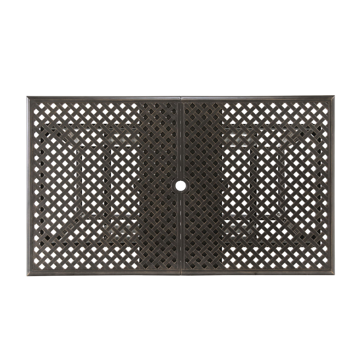 Outdoor Expandable Dining Table With Umbrella Holder, Lattice Pattern And Curved Legs - Black