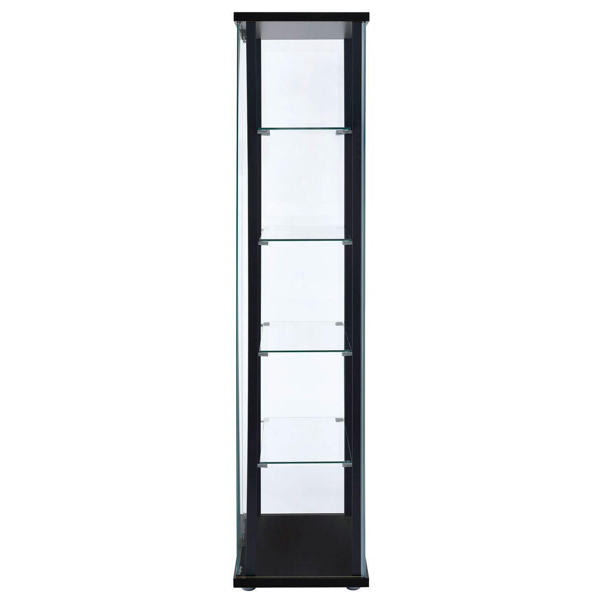 Delphinium 4-Shelf Glass Curio Display Cabinet in Black