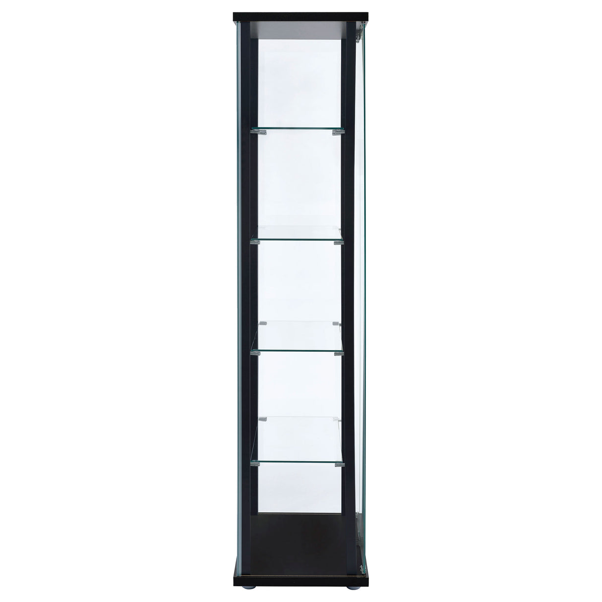 Delphinium 4-Shelf Glass Curio Display Cabinet in Black