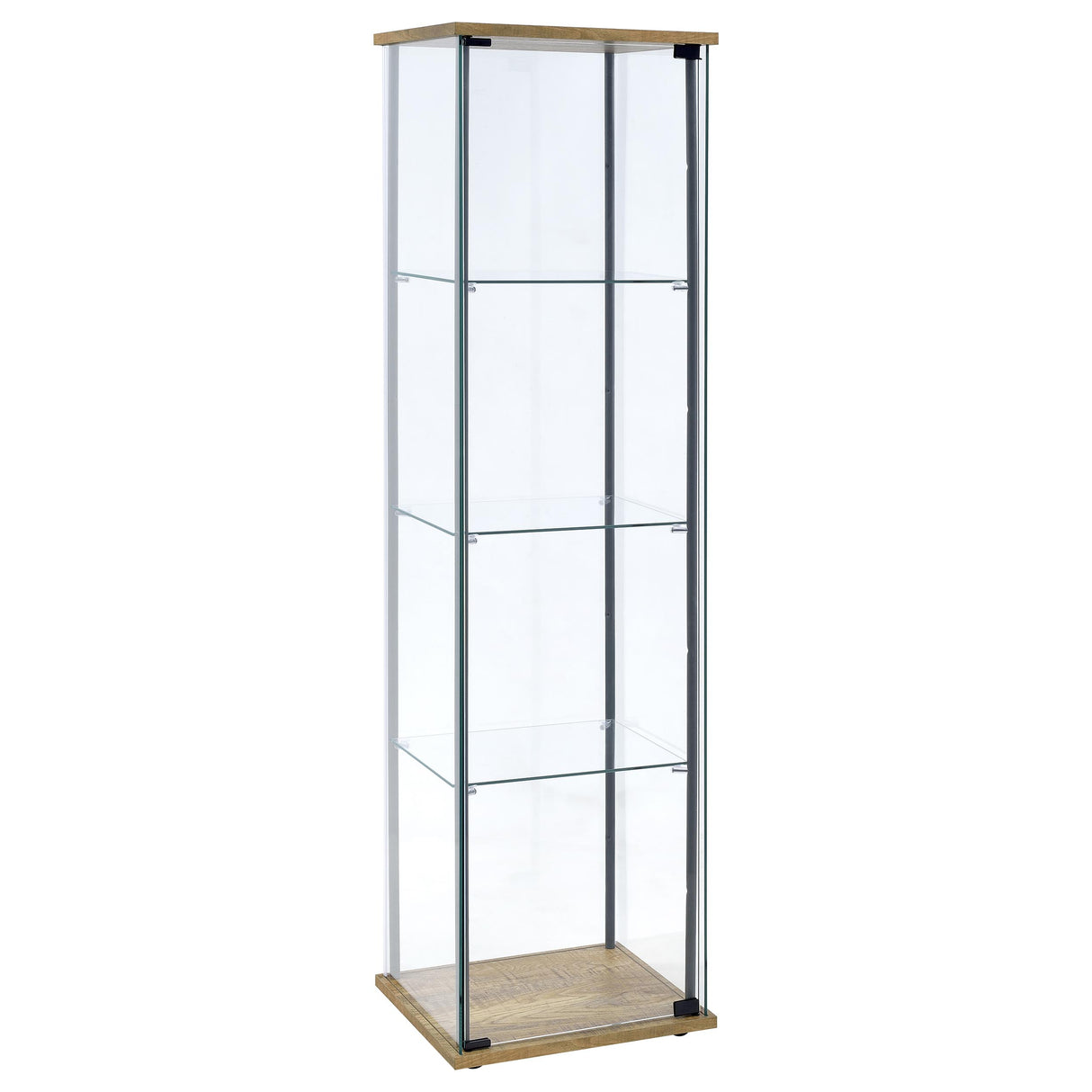 Bellatrix 3-Shelf Glass Curio Cabinet in Mango