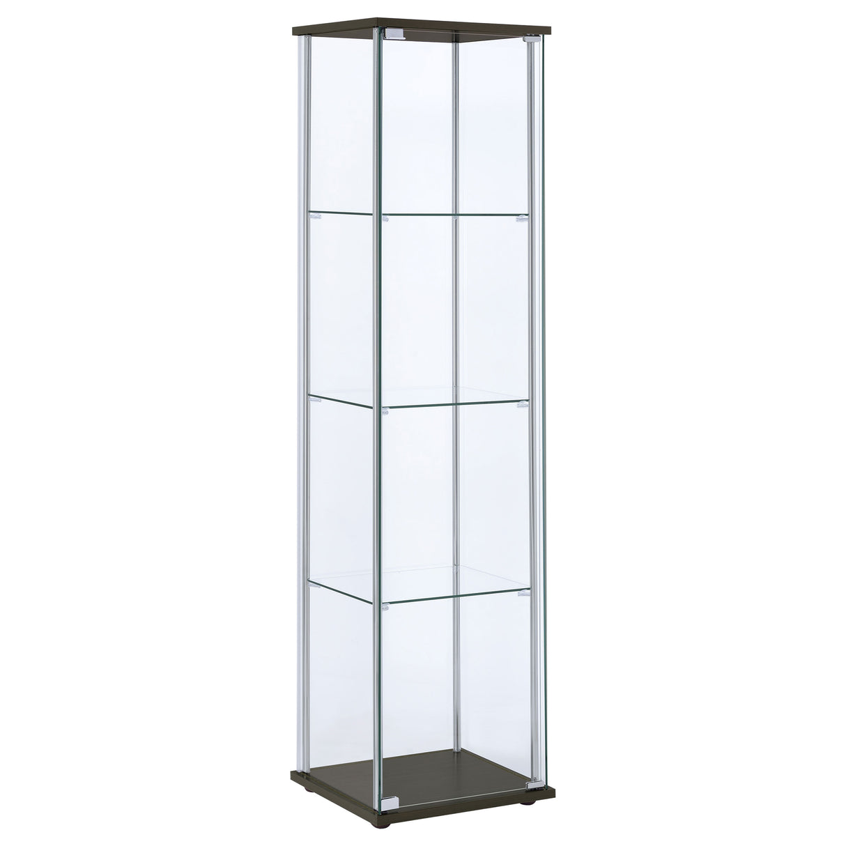 Bellatrix 3-Shelf Glass Curio Cabinet in Cappuccino
