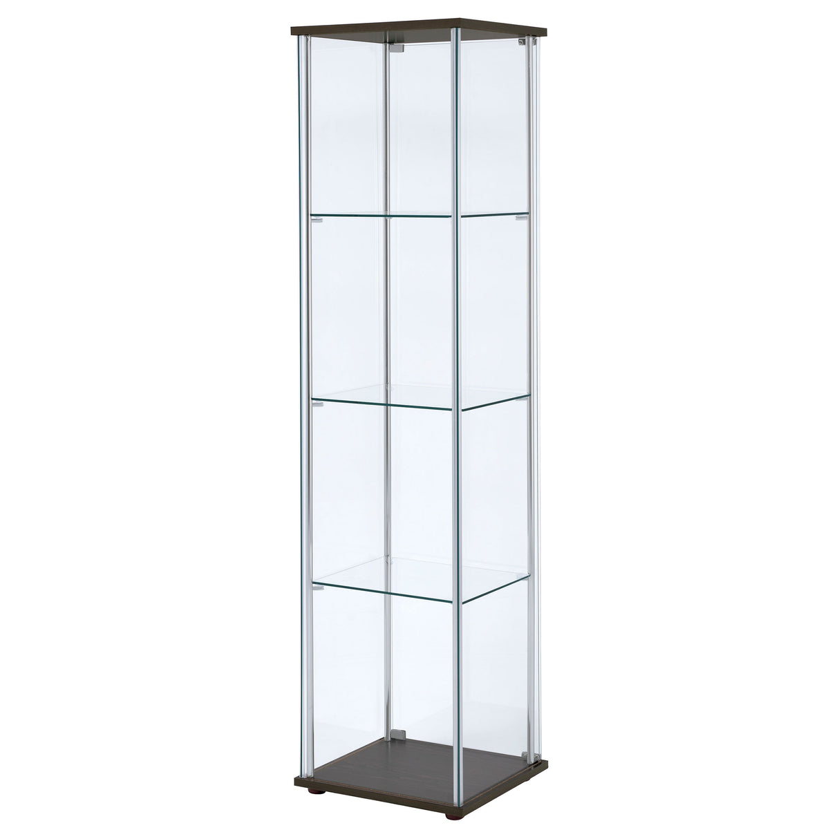 Bellatrix 3-Shelf Glass Curio Cabinet in Cappuccino
