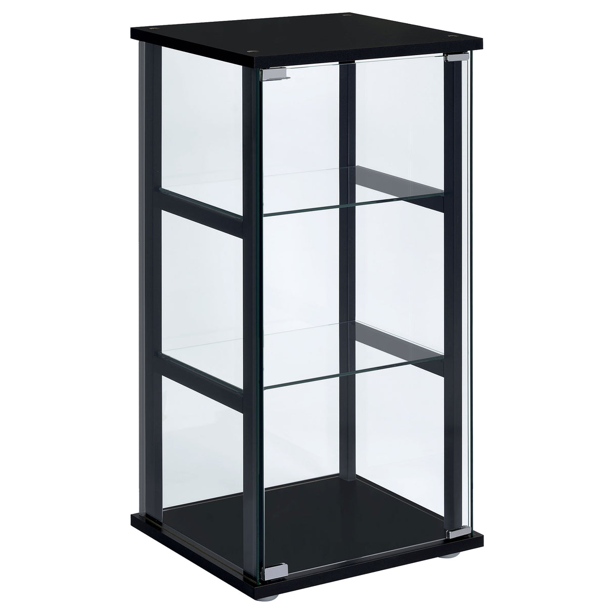 Cyclamen 3-Shelf Glass Curio Display Cabinet in Black