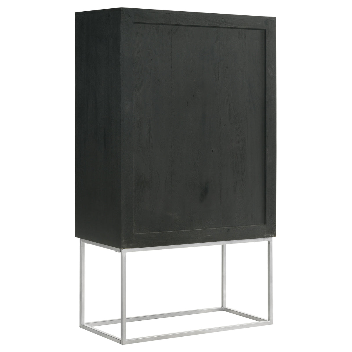 Borman 2-Door Bar Cabinet with Wine Storage, Walnut and Black