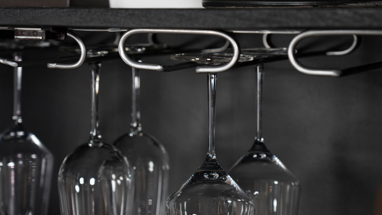 Borman 2-Door Bar Cabinet with Wine Storage, Walnut and Black